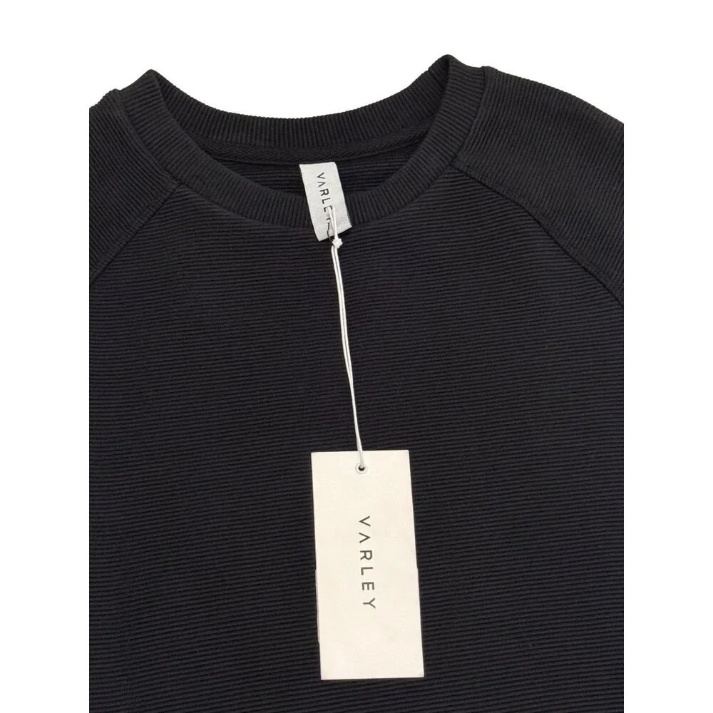 NWT Varley Manning Sweatshirt XS Black Side Zippers Long Sleeve‎ Ribbed Crewneck